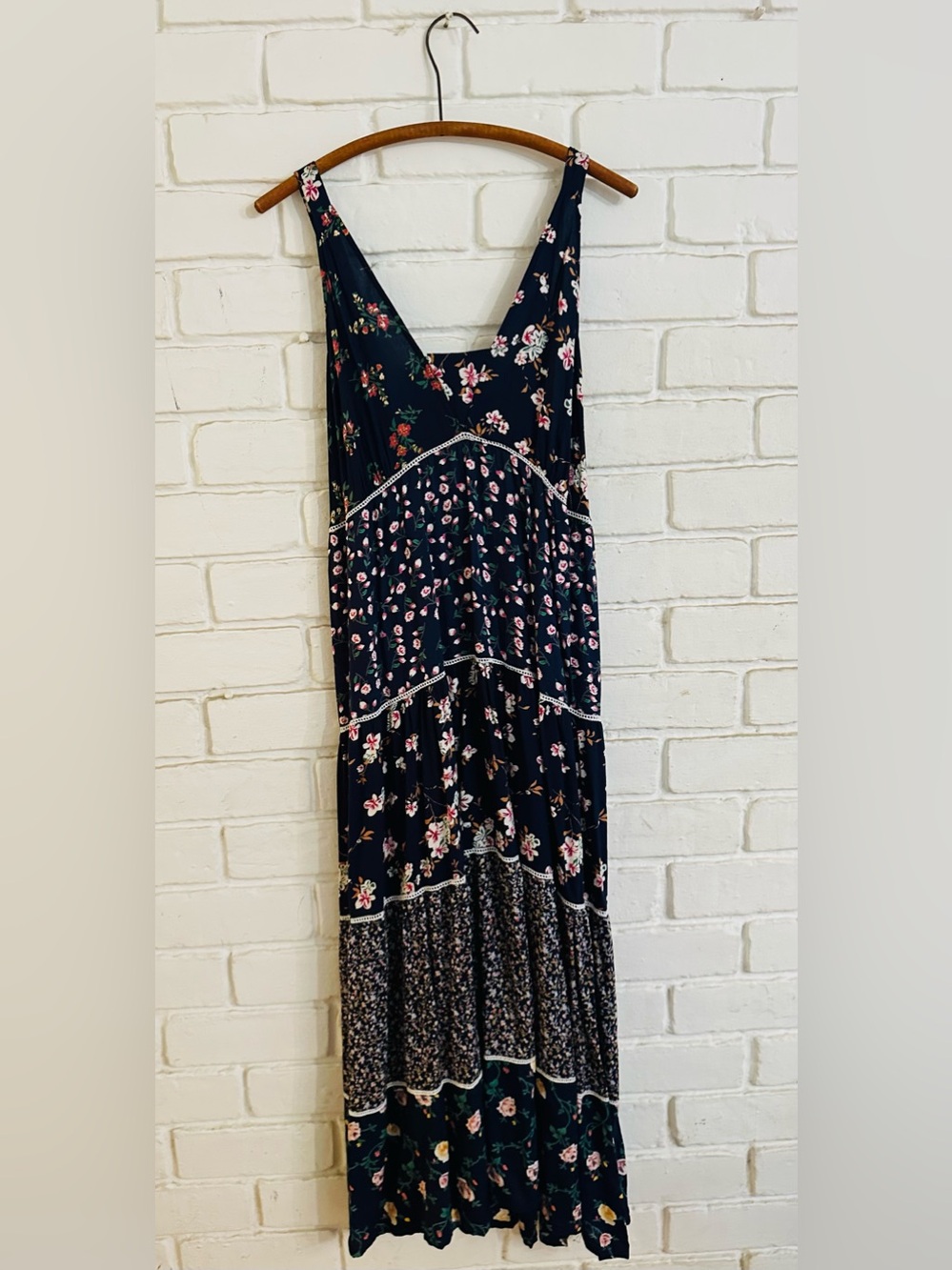NWT Floral Navy Tiered Maxi Dress Size M